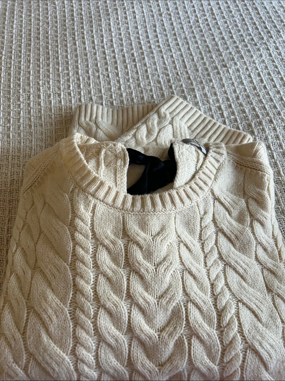 J. Crew Cream Cable Knit Crewneck Sweater